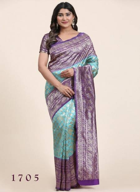 Blue And Purple Colour Vedika By Sethnic Banarasi Art Silk Designer Saree Catalog 1705