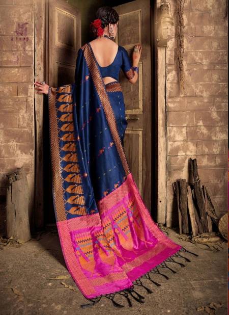 Blue And Rani Colour Mayur By Fashion Lab Silk Saree Catalog 106