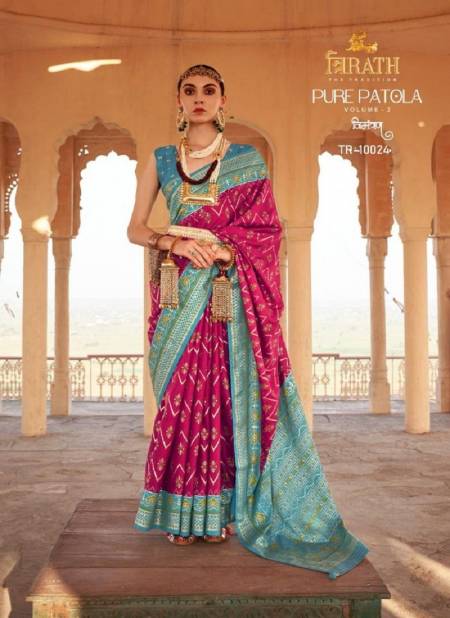 Blue And Rani Colour Pure Patola Vol 2 By Trirath Silk Saree Catalog 10024