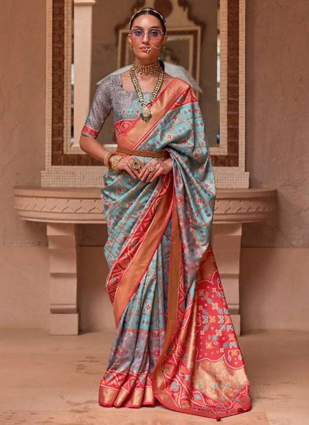 Blue And Red Colour Rajvansh Wholesale Designer Printed Saree Catalog R 633