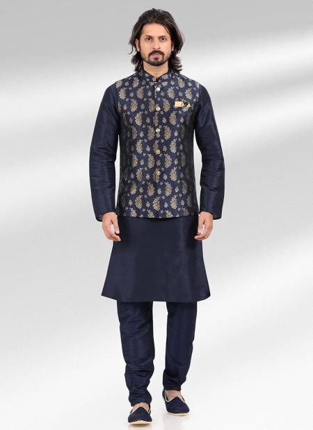 Blue And White Colour Function Wear Exclusive Wholesale Modi Jacket Kurta Pajama 1878