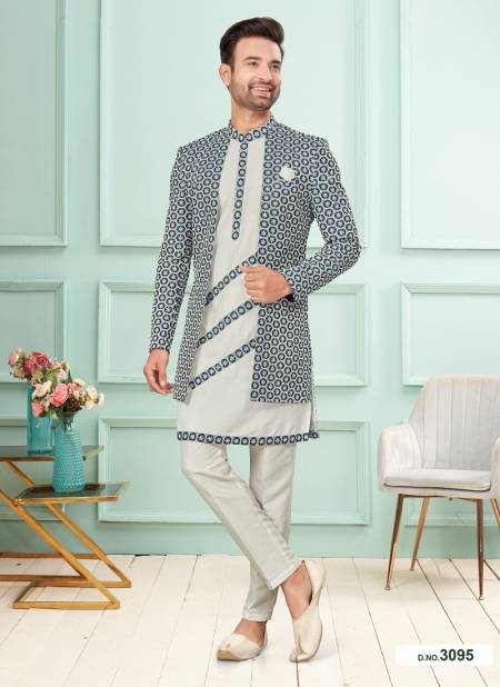 Blue And White Colour GS Fashion Function Wear Mens Designer Indo Western Exporters In India 3095