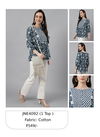 Blue And White Colour Janasya Party Wear Ladies Top Catalog 4092