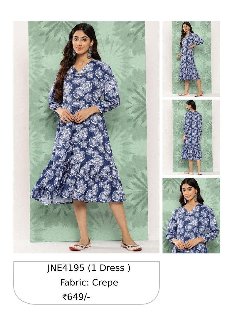 Blue And White Colour Janasya Patywear Kurti Catalog 4195