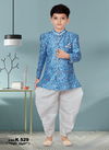 Blue And White Mix Colour Kids Party Wear Kurta Pajama Catalog K 529