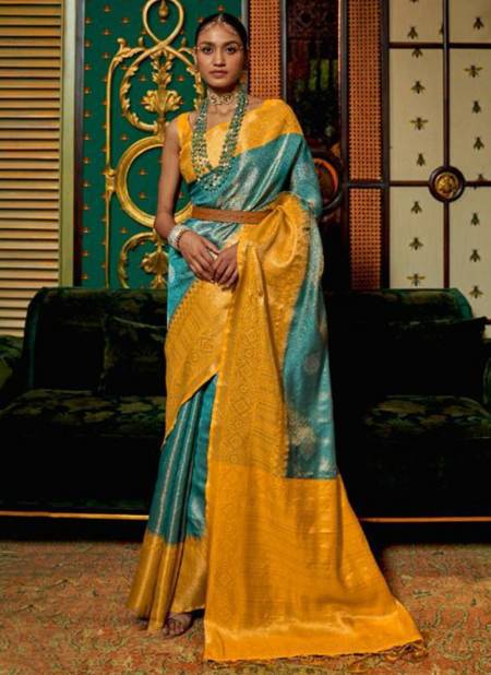 Blue And Yellow Colour Kanishka Silk Wedding Wear Wholesale Silk Sarees Catalog 289005.jpg