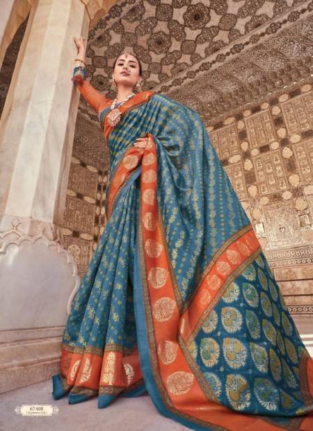 Blue Avantika Silk By Vipul Printed Saree Catalog 67408