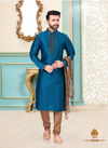 Blue Banarasi Silk Readymade Mens Kurta Payjama 1801