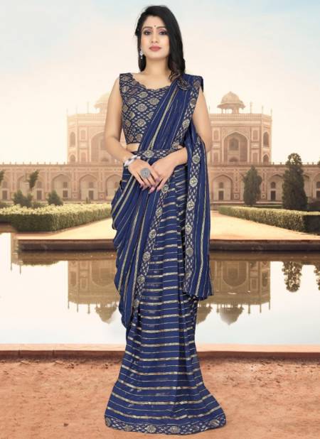 Blue Colour 1016076 Printed Wholesale Wedding Wear Sarees Catalog 1016076 B