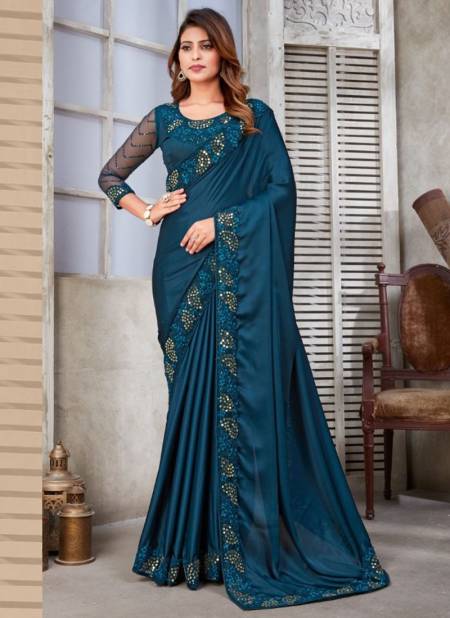 Blue Colour 487 Colours Wholesale Designer Silk Saree Catalog 487 D