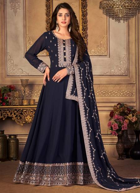 Blue Colour Aanaya 146 Festive Wear Georgette Wholesale Anarkali Suit Collection 4603