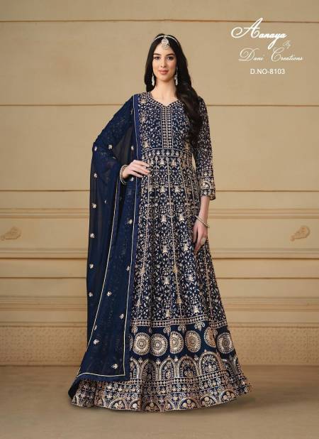 Blue Colour Aanaya Vol 181 By Dani 8101 TO 8104 Series Salwar Suit Wholesalers In Delhi 8103