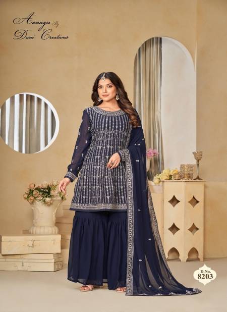 Blue Colour Aanaya Vol 182 By Twisha Designer Wear Sharara Suit Wholesale Shop In Surat 8203