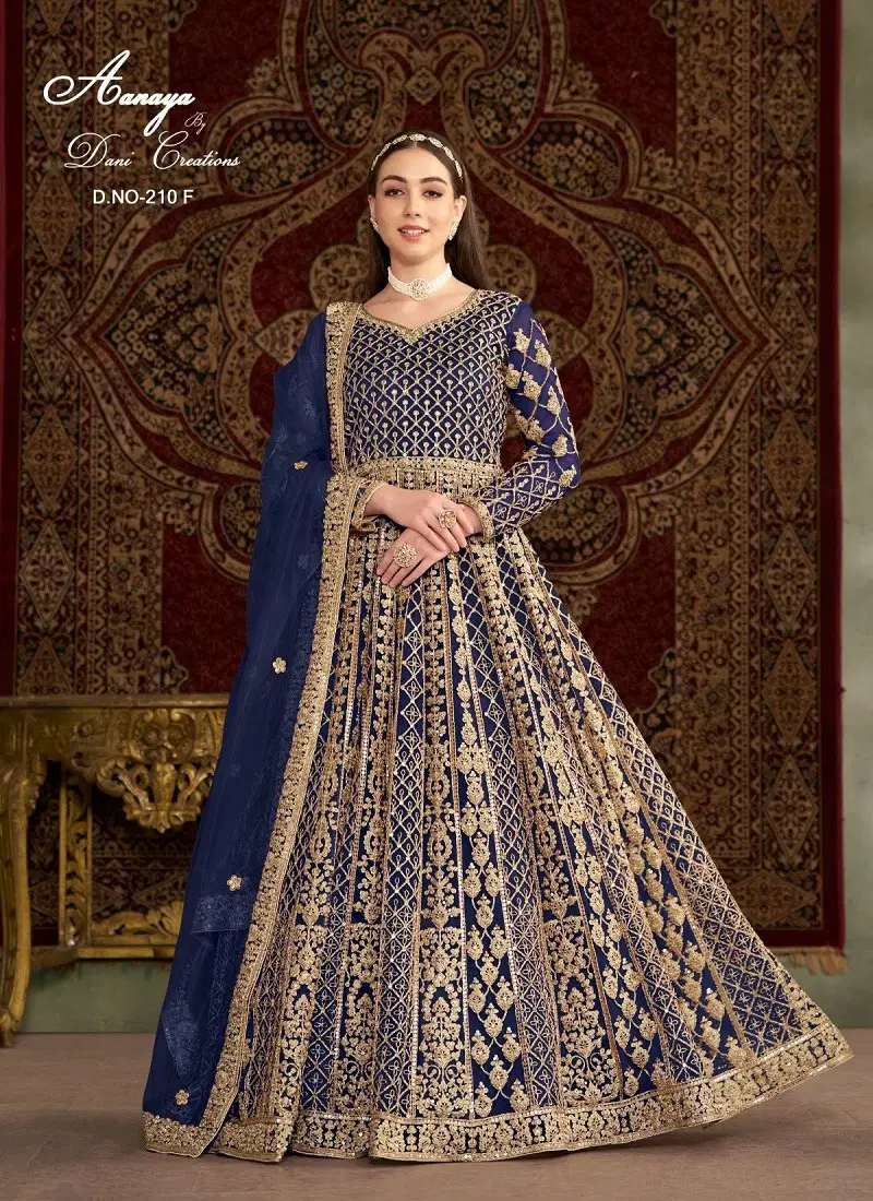 Blue Colour Aanaya Vol 210 By Dani Net Wedding wear Gown Exporters In India 210 F