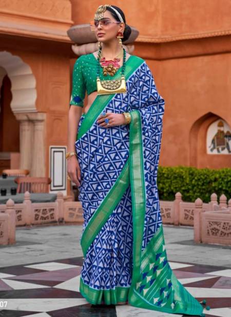 Blue Colour Aarambh By Rath 1106 To 1117 Silk Sarees Catalog 1107