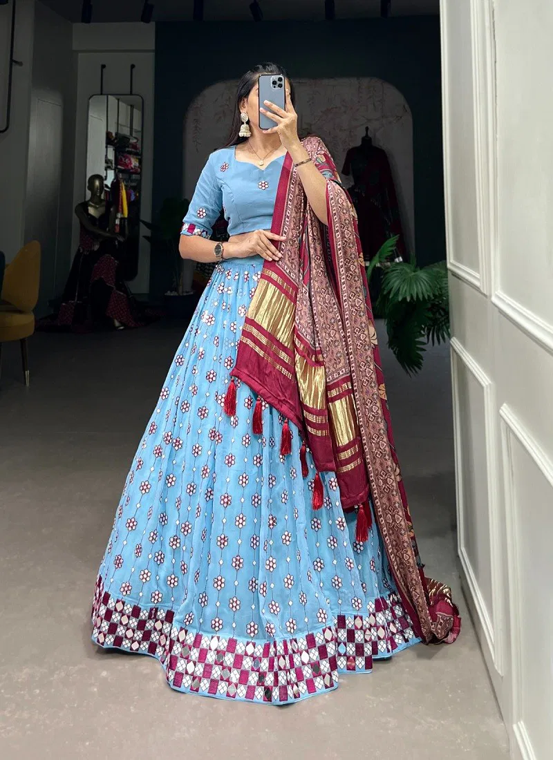 Blue Colour Aawiya 1733 Georgette Occasion Lehenga Choli Wholesale Market In Surat With Price 1733YLW