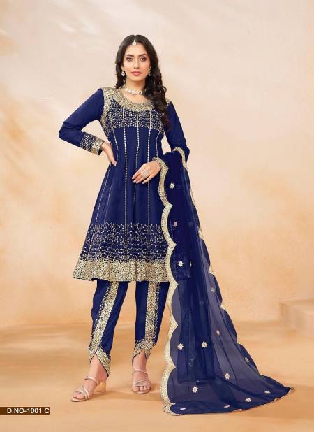 Blue Colour Abida Vol 1 By Abida Art Silk Embroidery Readymade Suits Wholesale Online 1001 C