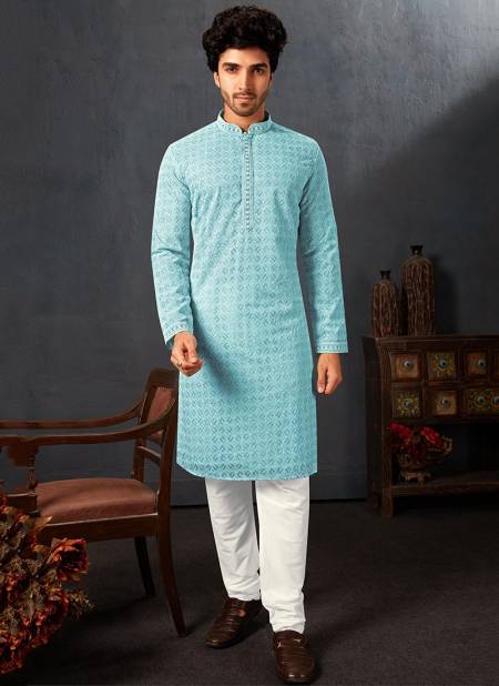 Blue Colour Aldo Ethnic Wear Wholesale Kurta Pajama Catalog AL KP 2