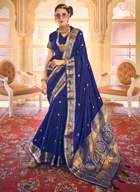Blue Colour Aloha Silk Wedding Wear Wholesale Silk Sarees 48005