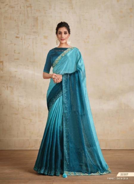Blue Colour Alyona By Mahotav Party Wear Saree Catalog 22207