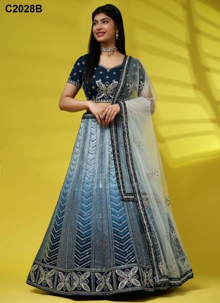 Blue Colour Amoha C2028 A To D Wedding Readymade Lehenga Choli Wholesale Online C2028 B