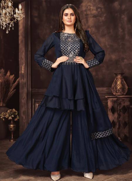 Blue Colour Anjani Art 1001 To 1006 Designer Salwar Suits Catalog 1005