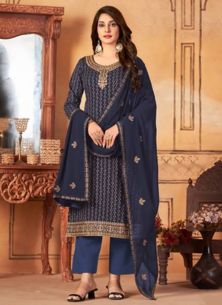 Blue Colour Anjubaa Vol 7 Festive Wear Wholesale Georgette Salwar Suits Catalog 10073