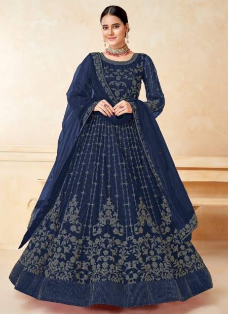 Blue Colour Anjubaa Vol 8 Wedding Wear Wholesale Gown Catalog 10083