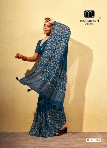 Blue Colour Ankita By Mahamani Creation Georgette Designer Saree Catalog 1006