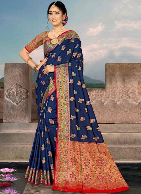 Blue Colour Anushka Festive Wear Wholesale Silk Sarees 1340