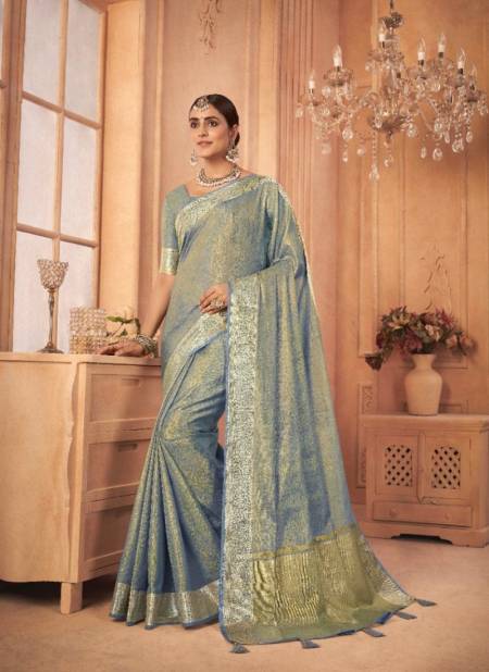 Blue Colour Anushka Vol 2 By Pankh Wedding Saree Catalog 6103