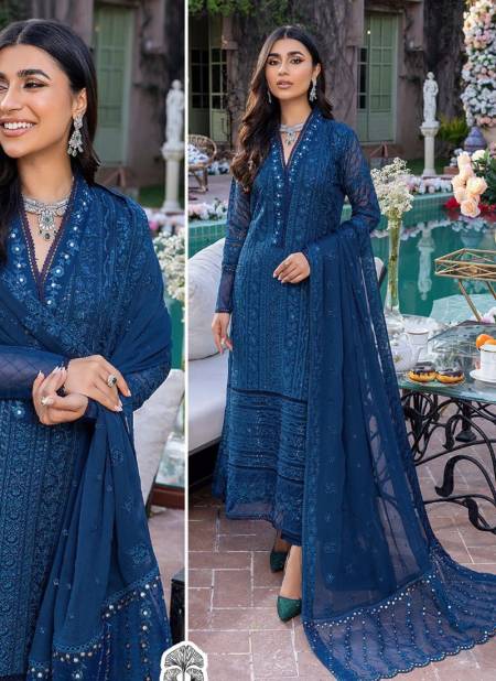 Blue Colour Azure Vol 1 Festive Wear Georgette Wholesale Pakistani Salwar Suit Collection 10051