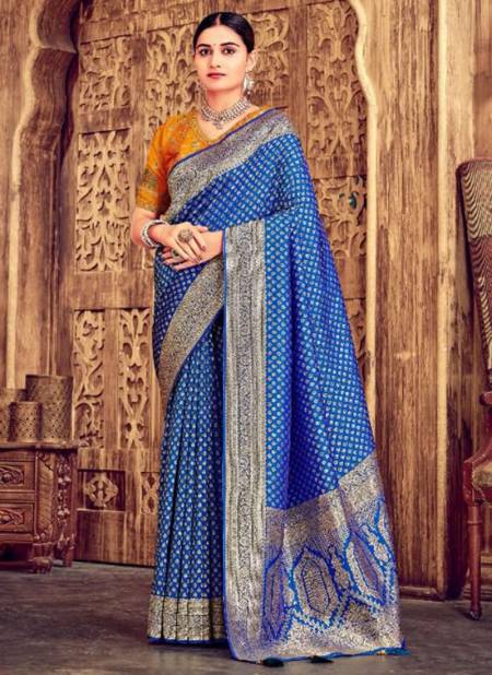 Blue Colour Banarasi Wholesale Ethnic Wear Designer Saree Catalog 401