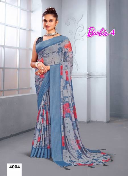Blue Colour Barbie Vol 4 By Mahamani Creation Georgette Daily Wear Saree Wholesale Online 4004