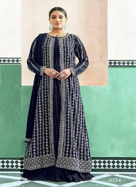 Blue Colour Begum By Gulzar Georgette Wedding Wear Readymade Suits Wholesale Price In Surat 2034
