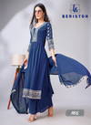 Blue Colour Beriston Bs Vol 11 Georgette Kurti Plazzo With Dupatta Readymade Suit Catalog 1105