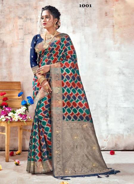 Blue Colour Bhargavi By Sangam Wedding Saree Catalog 1001