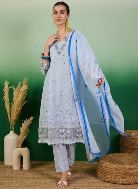 Blue Colour Bhumi By Mahotsav Cotton Embroidery Kurti With Bottom Dupatta Wholesale Shop In Surat KBD2924