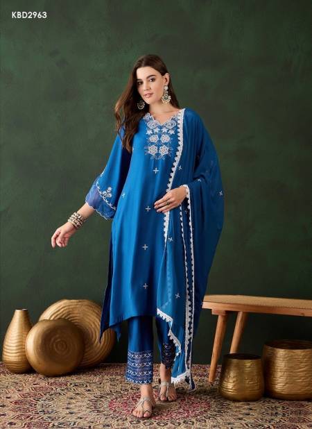 Blue Colour Bhumi Vol 3 By Mahotsav Chanderi Embroidery Kurti With Bottom Dupatta Orders In India KBD2963