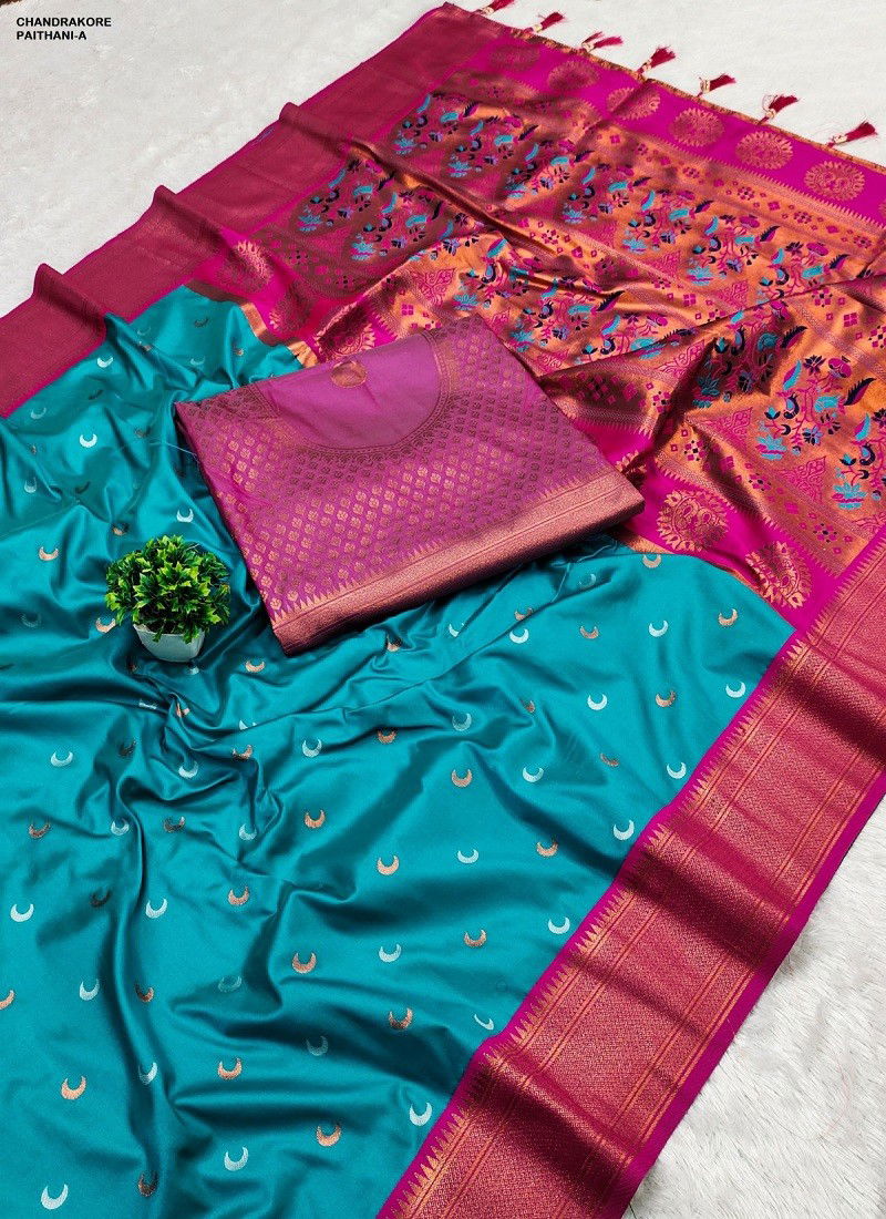 Blue Colour Chandrakore Paithani A To F by Murti Nx Printed Silk Bulk Saree Orders In India Chandrakore Paithani-A