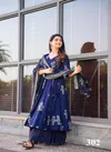 Blue Colour Clora vol 3 By Lucaya Pure Muslin Printed Designer Kurti With Bottom Dupatta Wholesalers In India 302