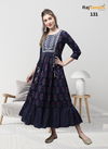 Blue Colour Daisy By Rajnanadini Long Kurti Catalog 131