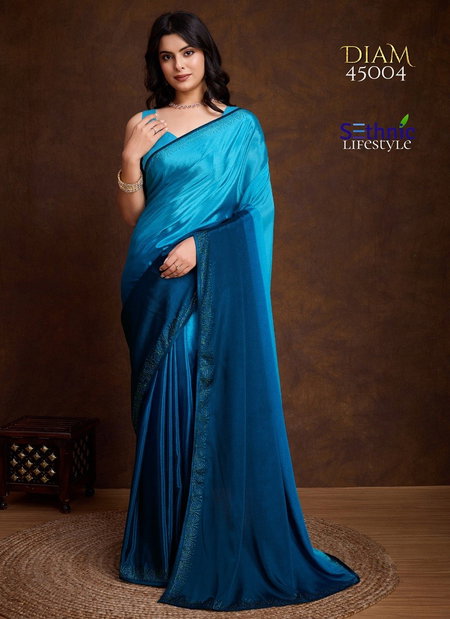 Blue Colour Diam By Sethnic Shaded Chinnon Saree Wholesale Market In Surat 45004