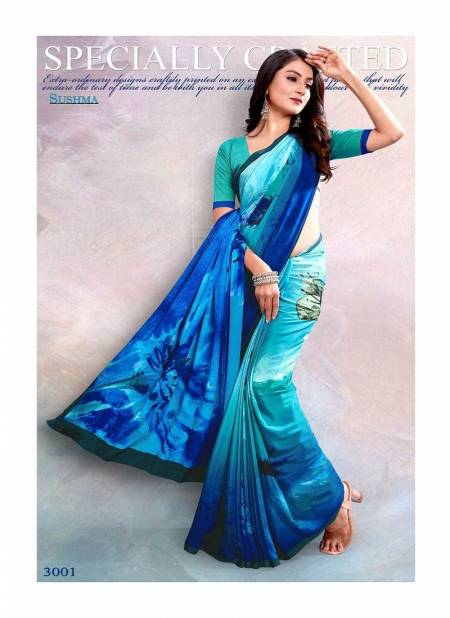 Blue Colour Digital 30 By Sushma Daily Wear Saree Catalog 3001
