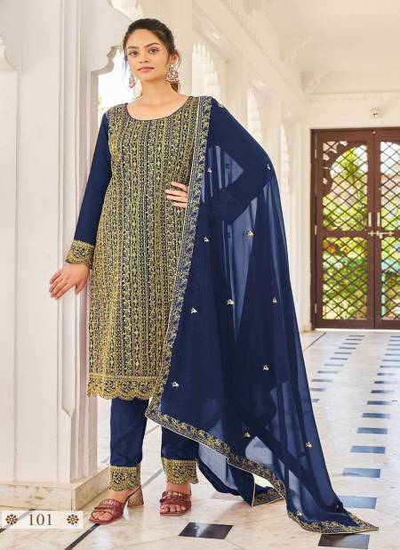 Blue Colour Eliza Wedding Salwar Suit Catalog 101