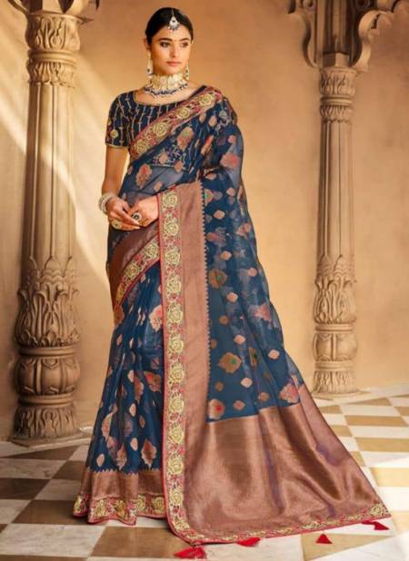 Blue Colour Femina Wholesale Wedding Sarees Catalog 2309