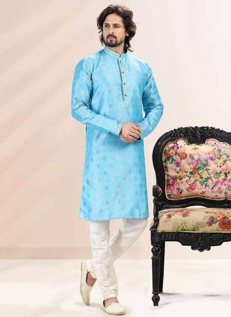 Blue Colour Festive Wear Wholesale Mens Kurta Pajama Catalog 2045
