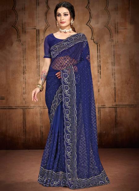 Blue Colour Filmy Designer Wholesale Party Wear Sarees 1736