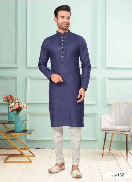 Blue Colour GS Fashion Wedding Mens Wear Designer Kurta Pajama Wholesale Market In Surat 132