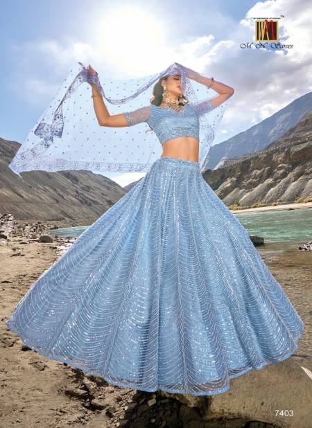 Blue Colour Girlish lehenga By Mn Designer Lehenga Choli Catalog 7403
